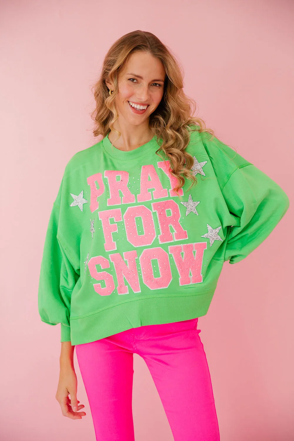 PRAY FOR SNOW GREEN PULLOVER