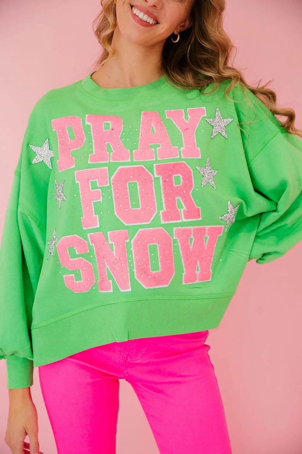 PRAY FOR SNOW GREEN PULLOVER