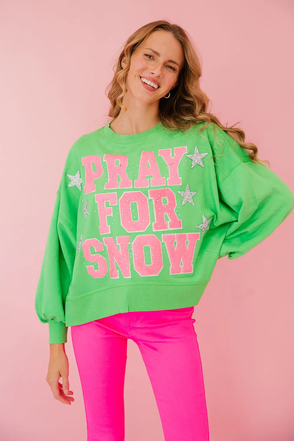 PRAY FOR SNOW GREEN PULLOVER