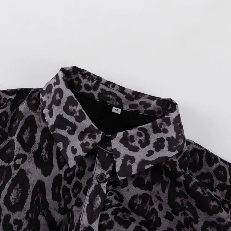 Pre Order:  Leopard Print Long Sleeved Chiffon Dress