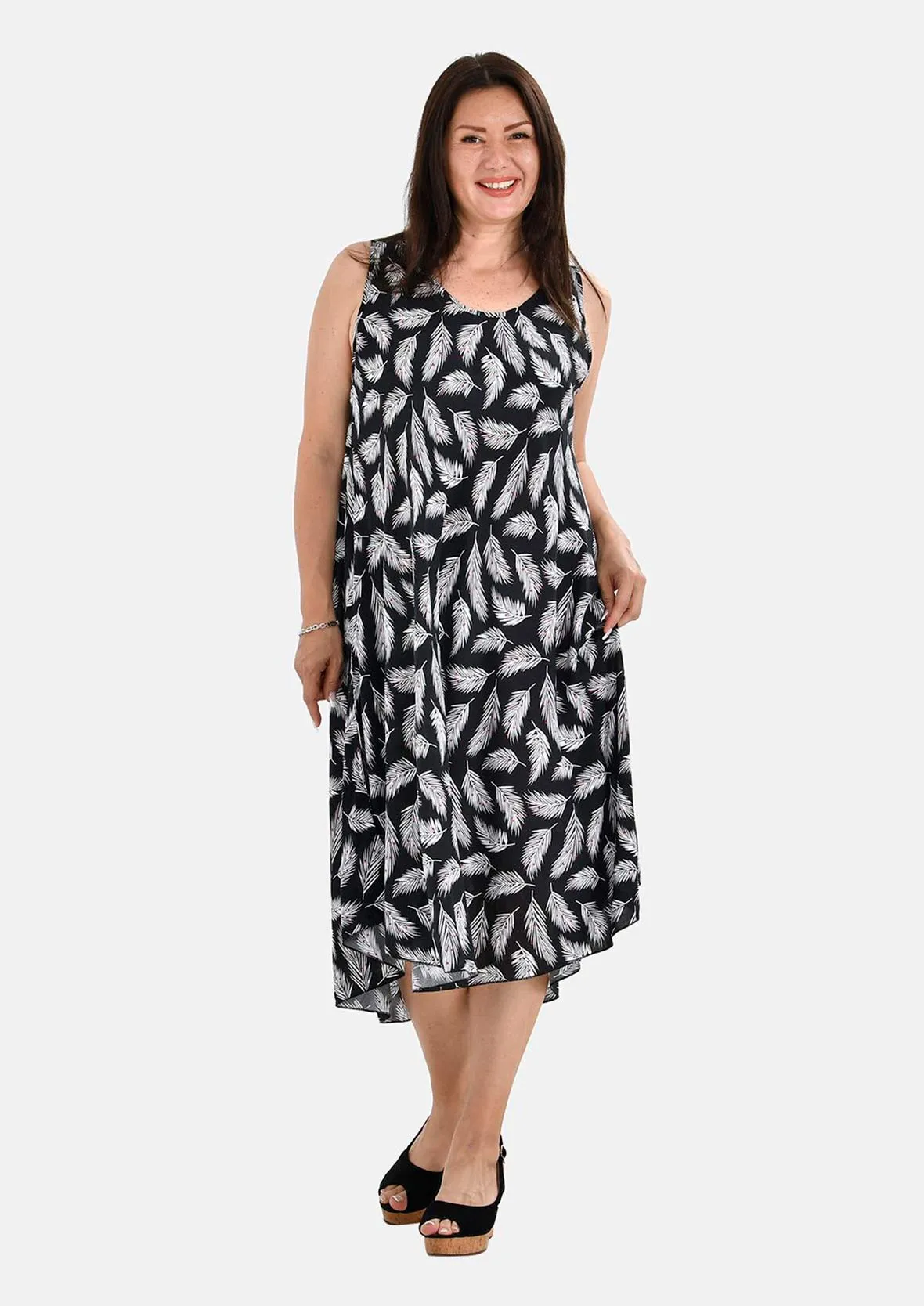 Printed Sleeveless Umbrella Dress