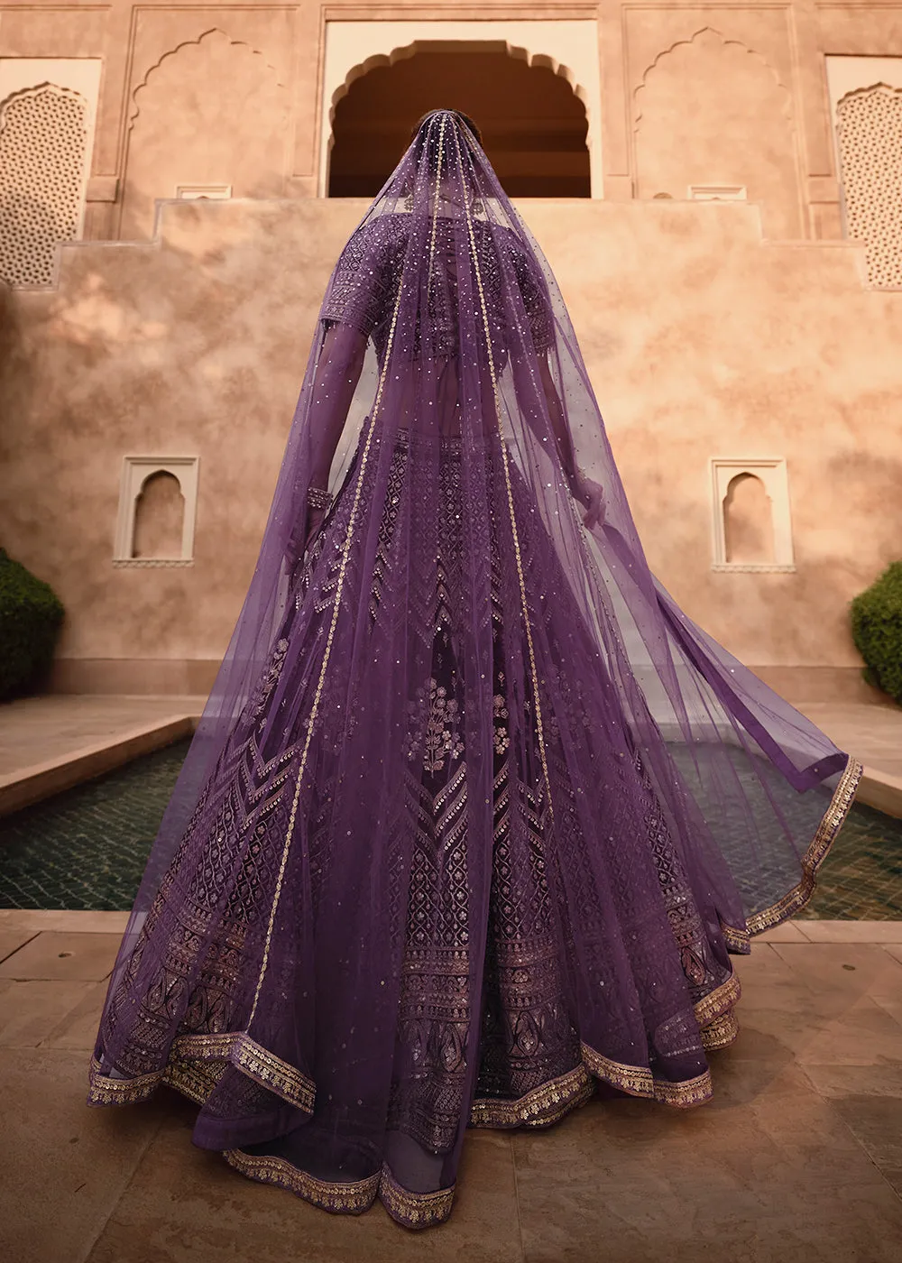 Purple Pure Viscose Lycra Silk Embroidered Bridal Lehenga Choli