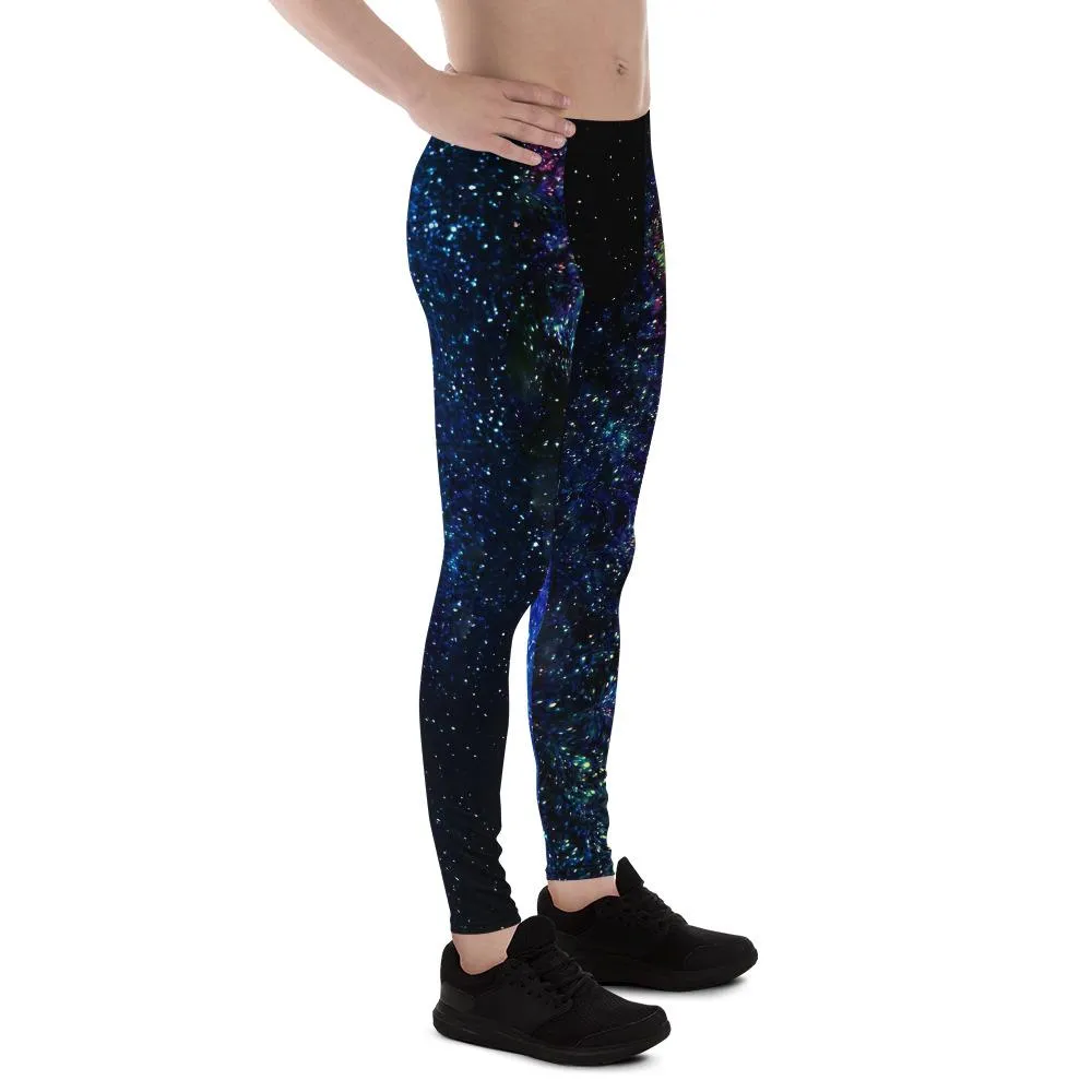 Purple Space Meggings, Best Space Galaxy Print Premium Men's Leggings Rave Party Costume Pants Meggings - Made in USA/EU/MX