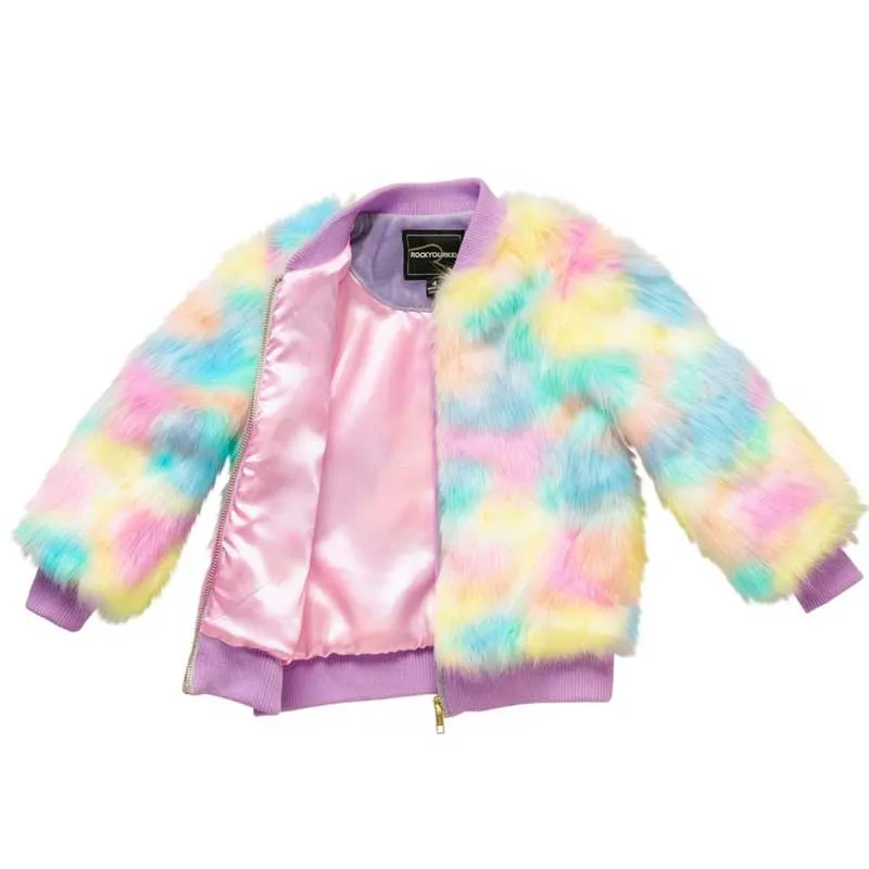 Rock Your Kid Pastel Tie Dye Furry Coat