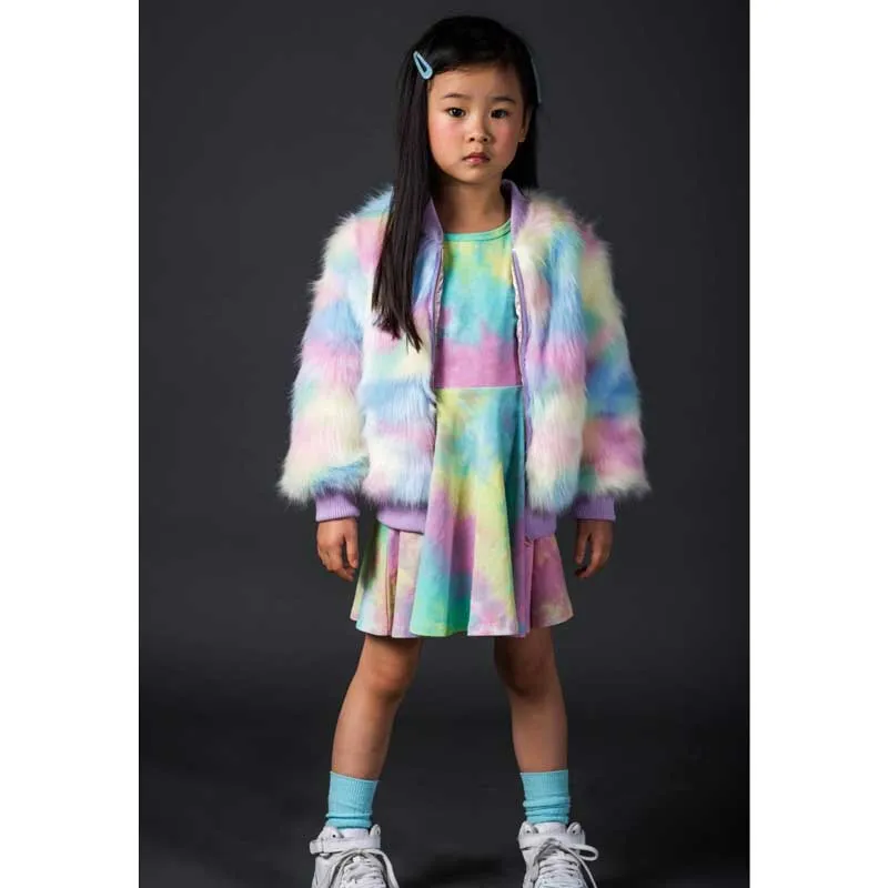 Rock Your Kid Pastel Tie Dye Furry Coat