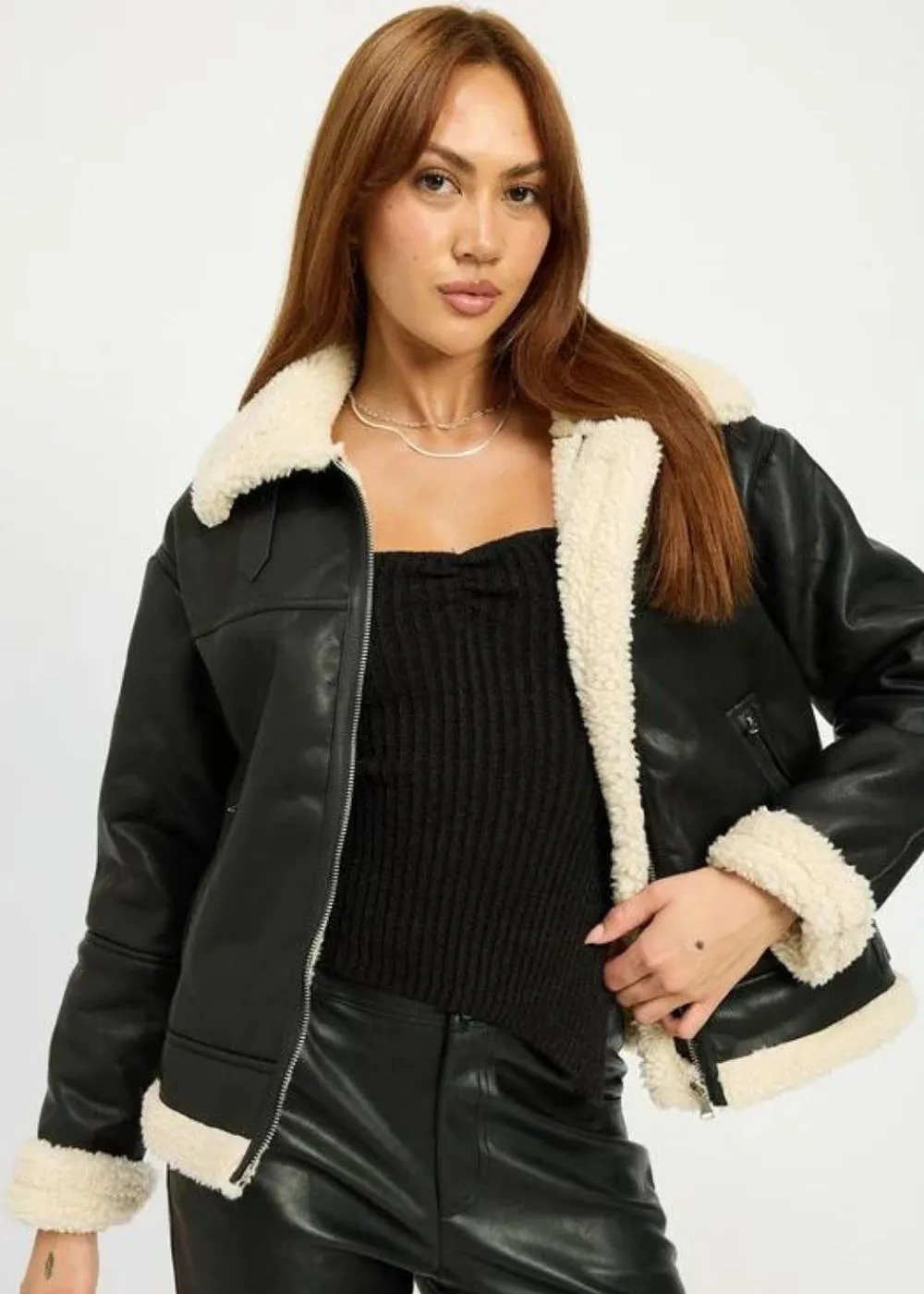 Rock'n'Roll Soul Black Shearling Moto Jacket