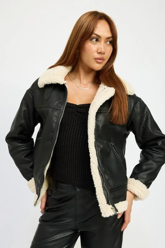 Rock'n'Roll Soul Black Shearling Moto Jacket