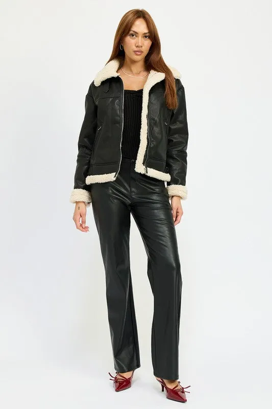 Rock'n'Roll Soul Black Shearling Moto Jacket