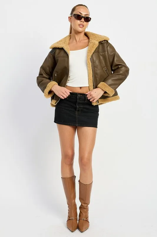 Rock'n'Roll Soul Black Shearling Moto Jacket