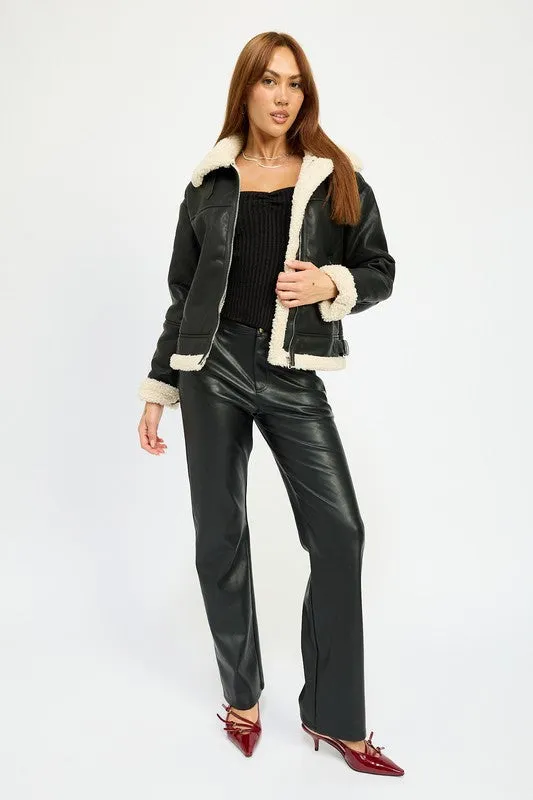 Rock'n'Roll Soul Black Shearling Moto Jacket