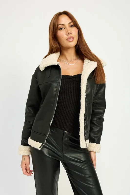 Rock'n'Roll Soul Black Shearling Moto Jacket