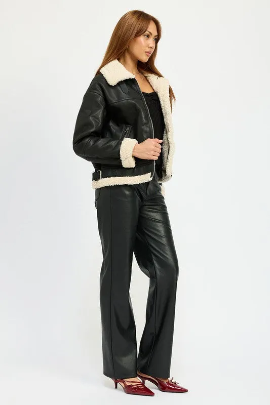 Rock'n'Roll Soul Black Shearling Moto Jacket