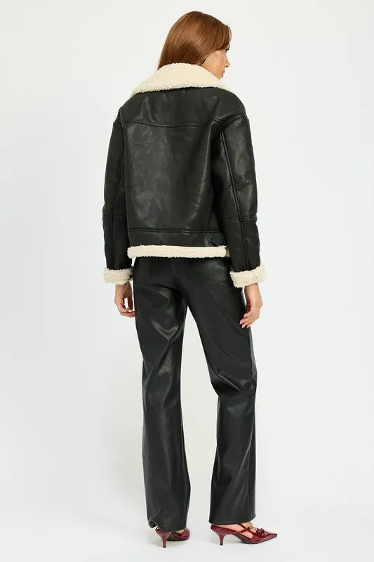 Rock'n'Roll Soul Black Shearling Moto Jacket