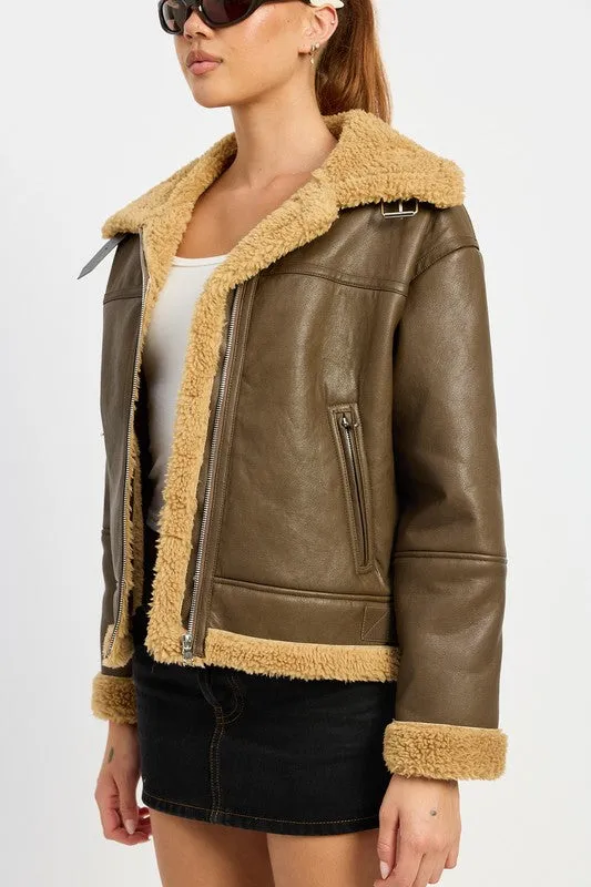 Rock'n'Roll Soul Black Shearling Moto Jacket