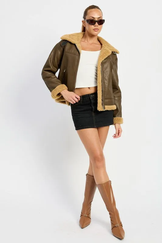 Rock'n'Roll Soul Black Shearling Moto Jacket