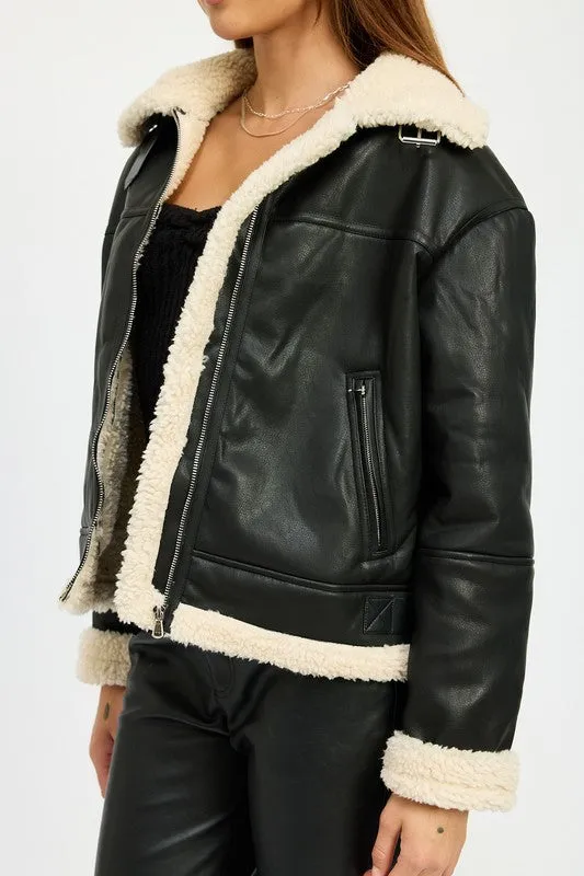 Rock'n'Roll Soul Black Shearling Moto Jacket