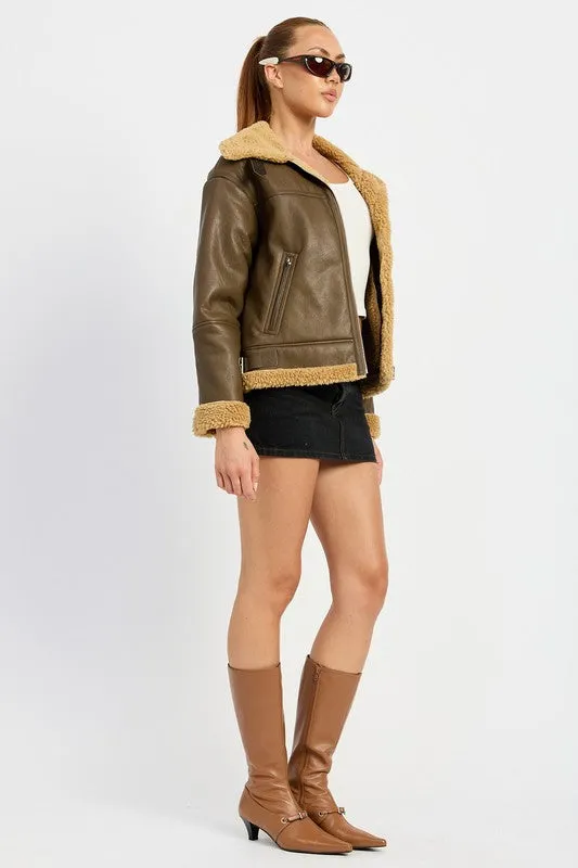 Rock'n'Roll Soul Black Shearling Moto Jacket