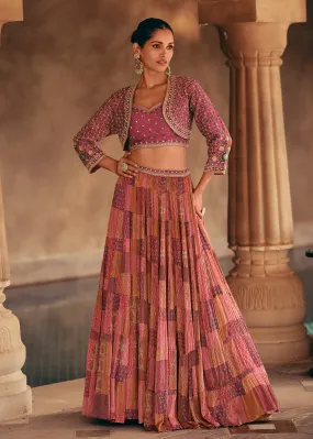 Rough Pink Premium Silk Embroidered Designer Lehenga Choli