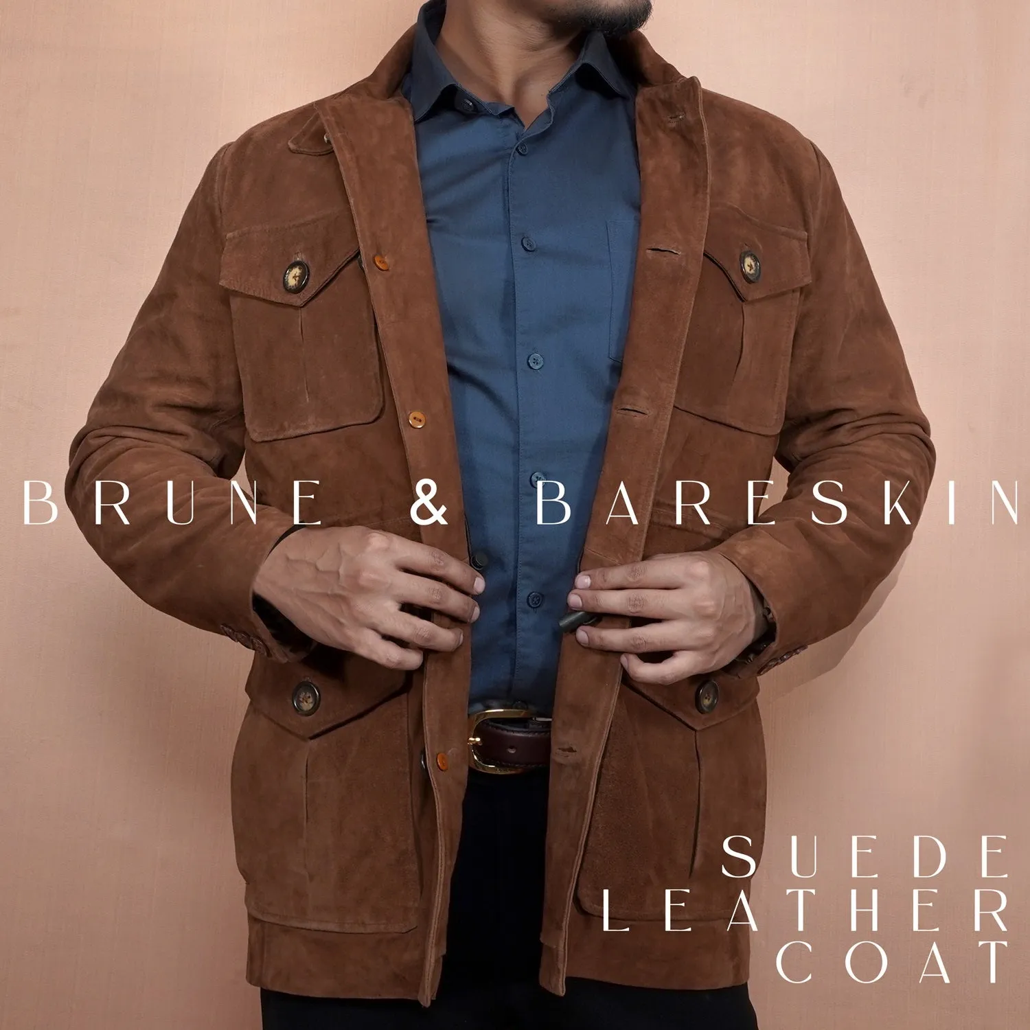 Safari Brown Goat Suede Leather Jacket