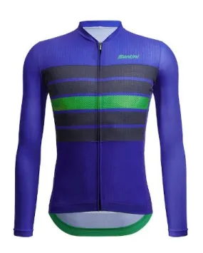 Santini Men's Eco Sleek Bengal Long Sleeve Summer Jersey - Blue