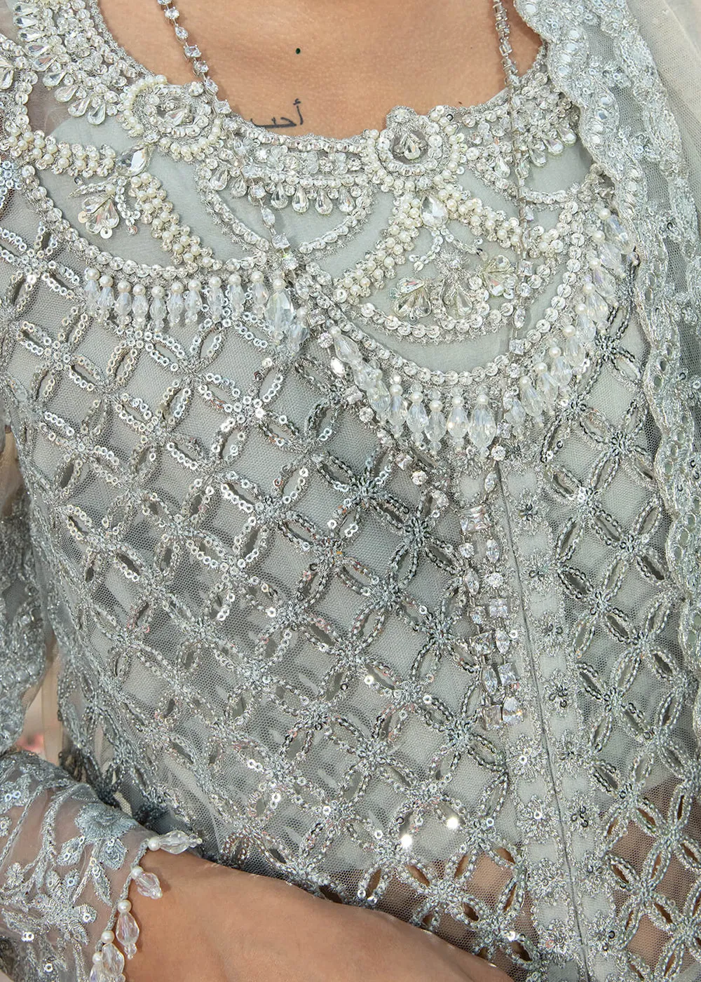 Silver Pakistani Sharara Suit | Imrozia Serene Mehram Brides '23 | SB-15 - FANAA