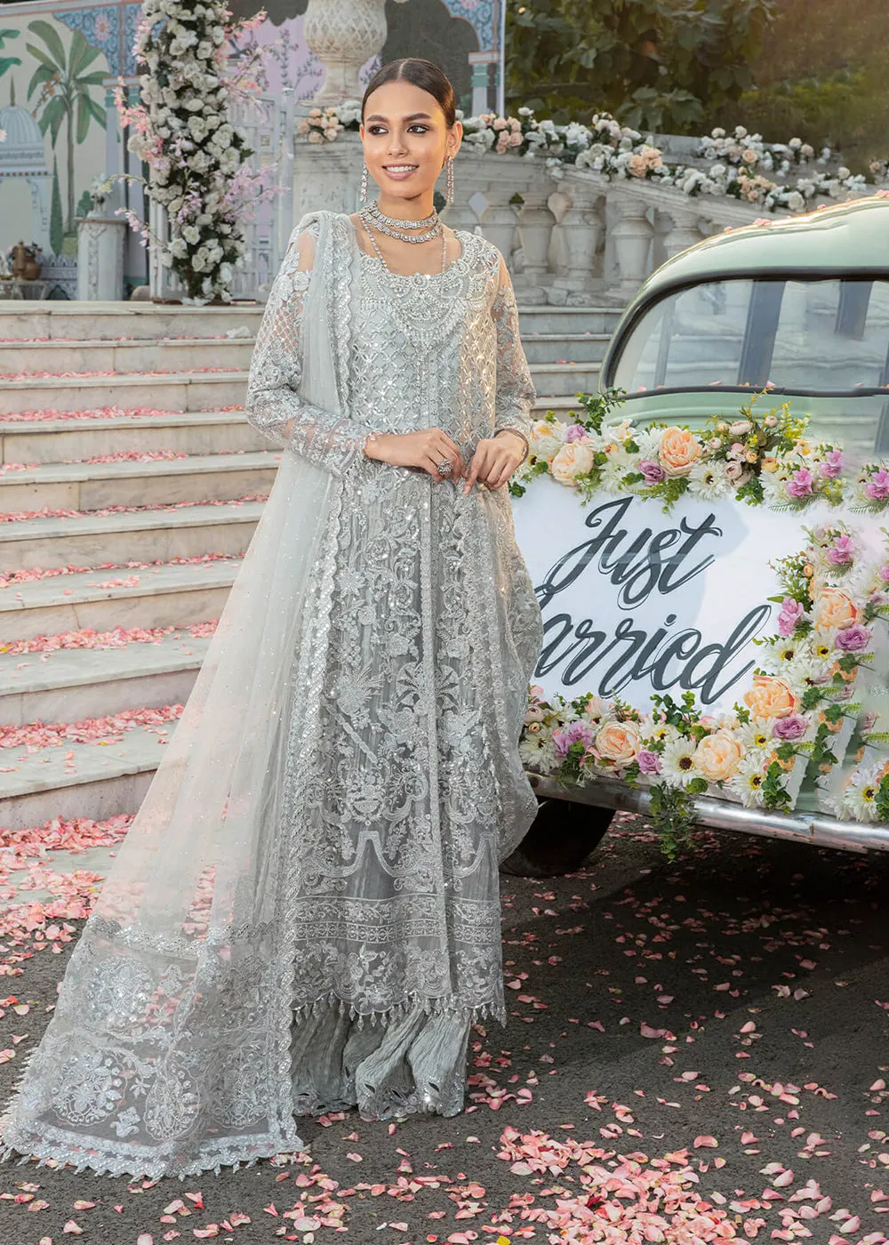 Silver Pakistani Sharara Suit | Imrozia Serene Mehram Brides '23 | SB-15 - FANAA