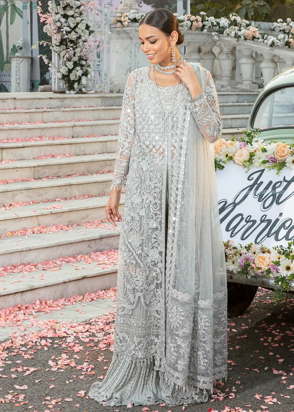 Silver Pakistani Sharara Suit | Imrozia Serene Mehram Brides '23 | SB-15 - FANAA