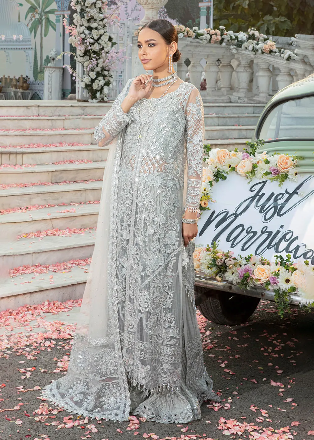 Silver Pakistani Sharara Suit | Imrozia Serene Mehram Brides '23 | SB-15 - FANAA