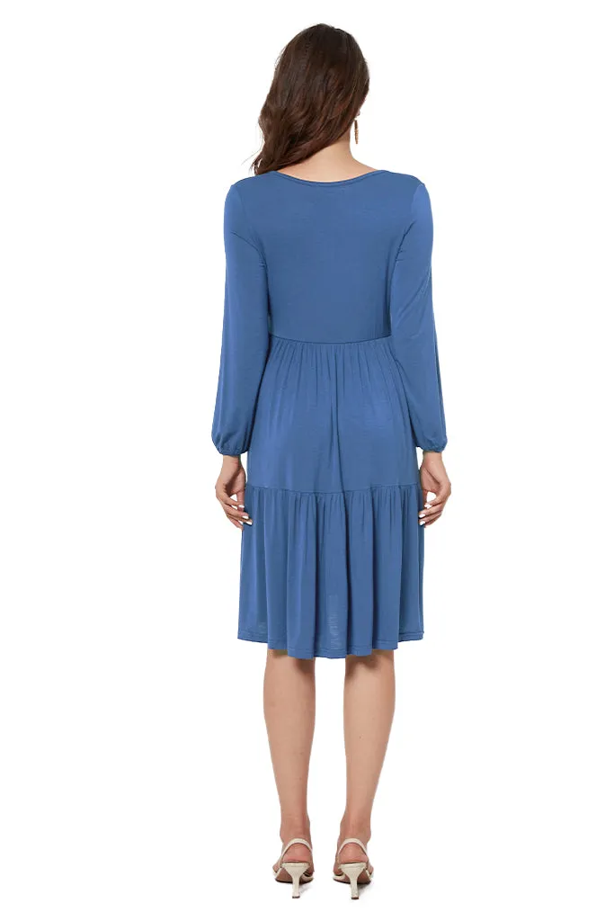 Smallshow Tiered Long Sleeve Maternity Dress