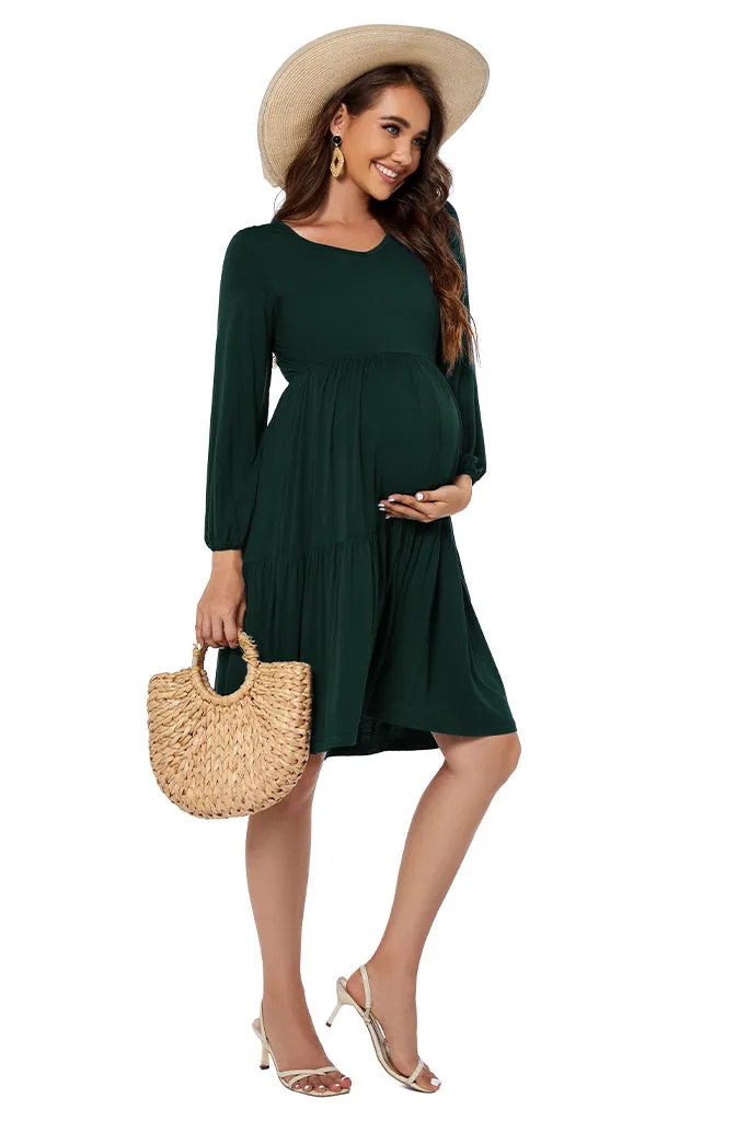 Smallshow Tiered Long Sleeve Maternity Dress