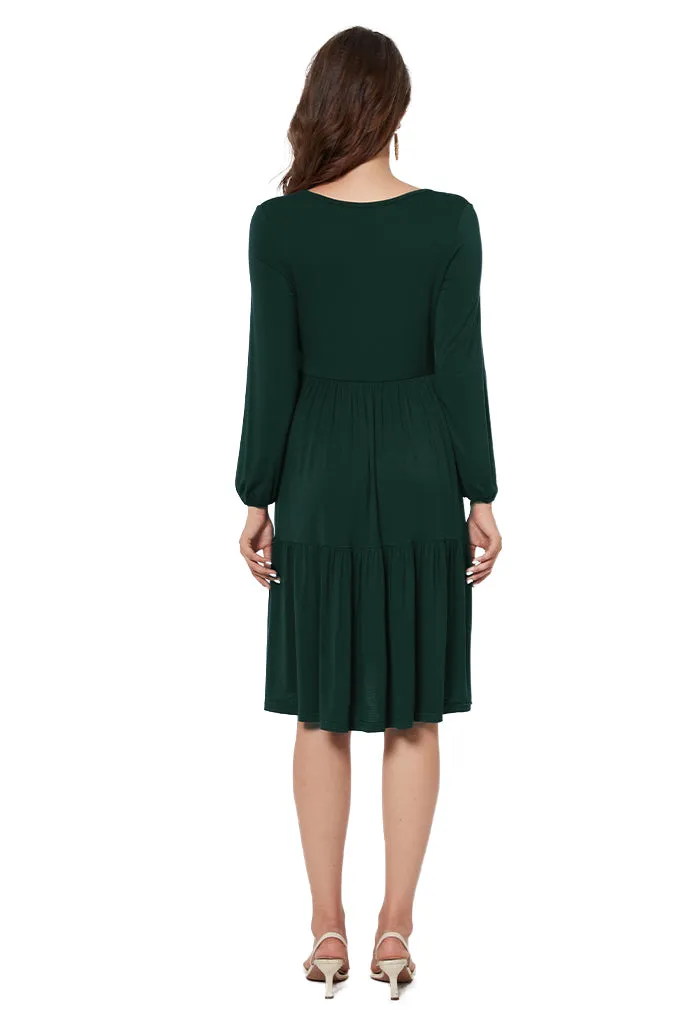 Smallshow Tiered Long Sleeve Maternity Dress