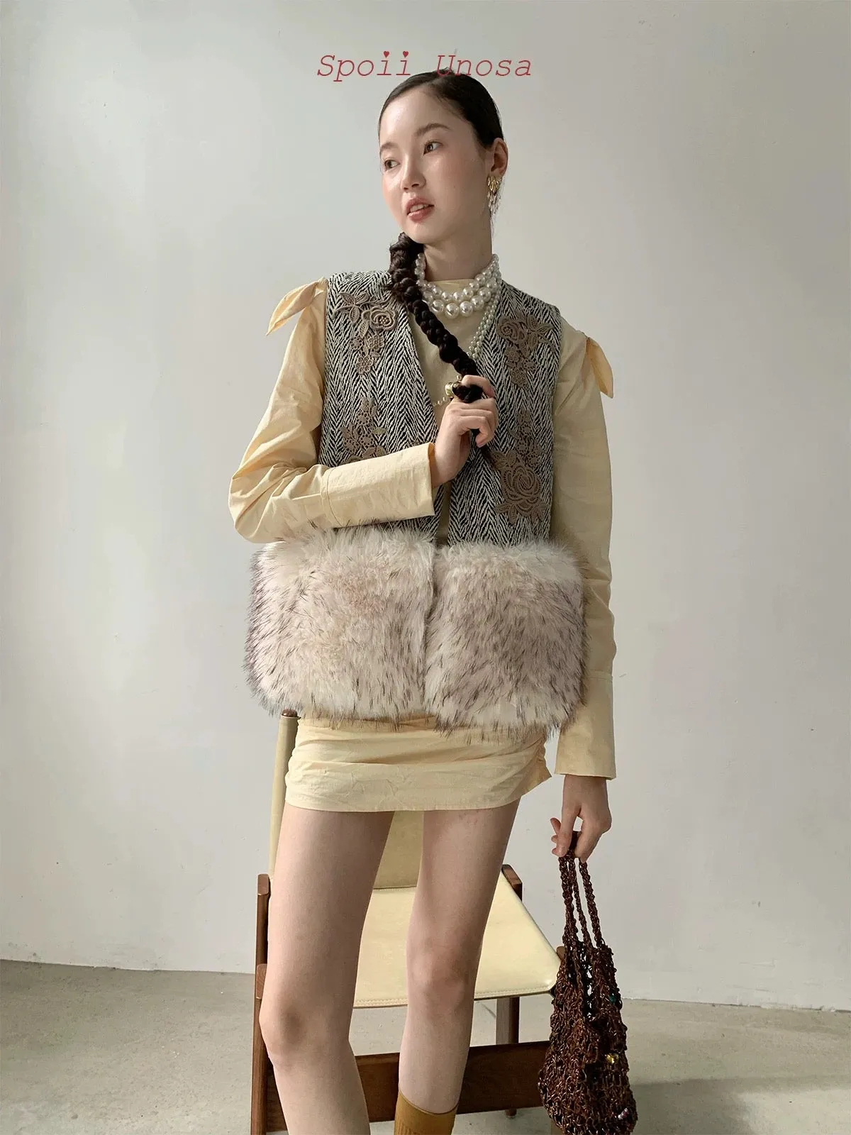 [SPOII UNOSA] Vintage Charm Faux Fur Autumn Vest