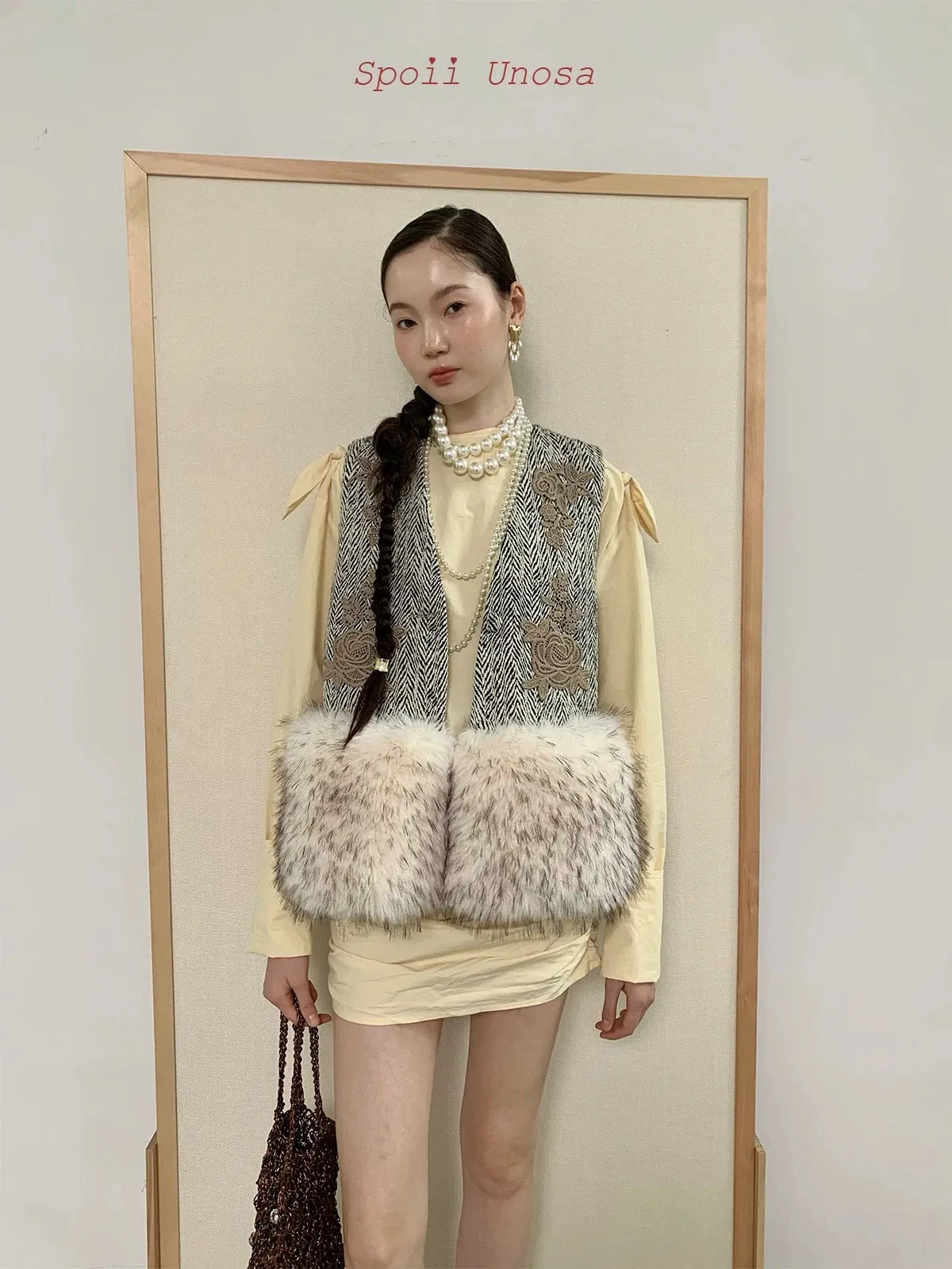 [SPOII UNOSA] Vintage Charm Faux Fur Autumn Vest