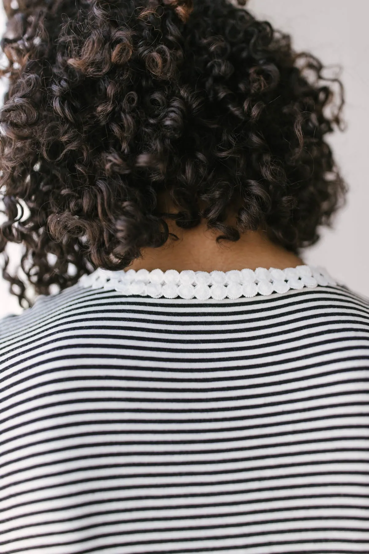 Stripes N Lace Top In Black