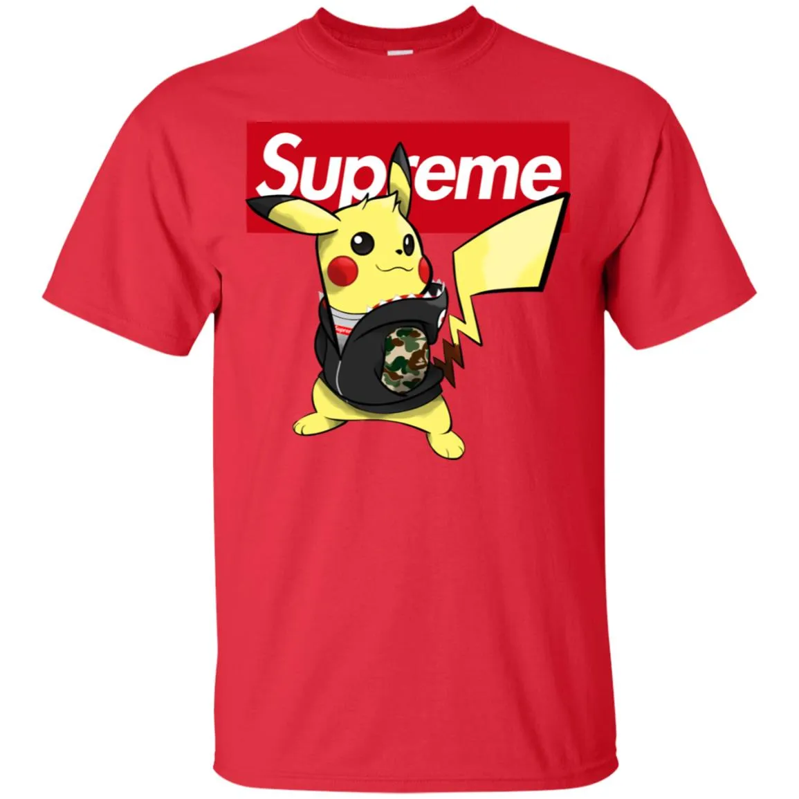 Supreme Pikachu T-shirt Men Cotton T-Shirt