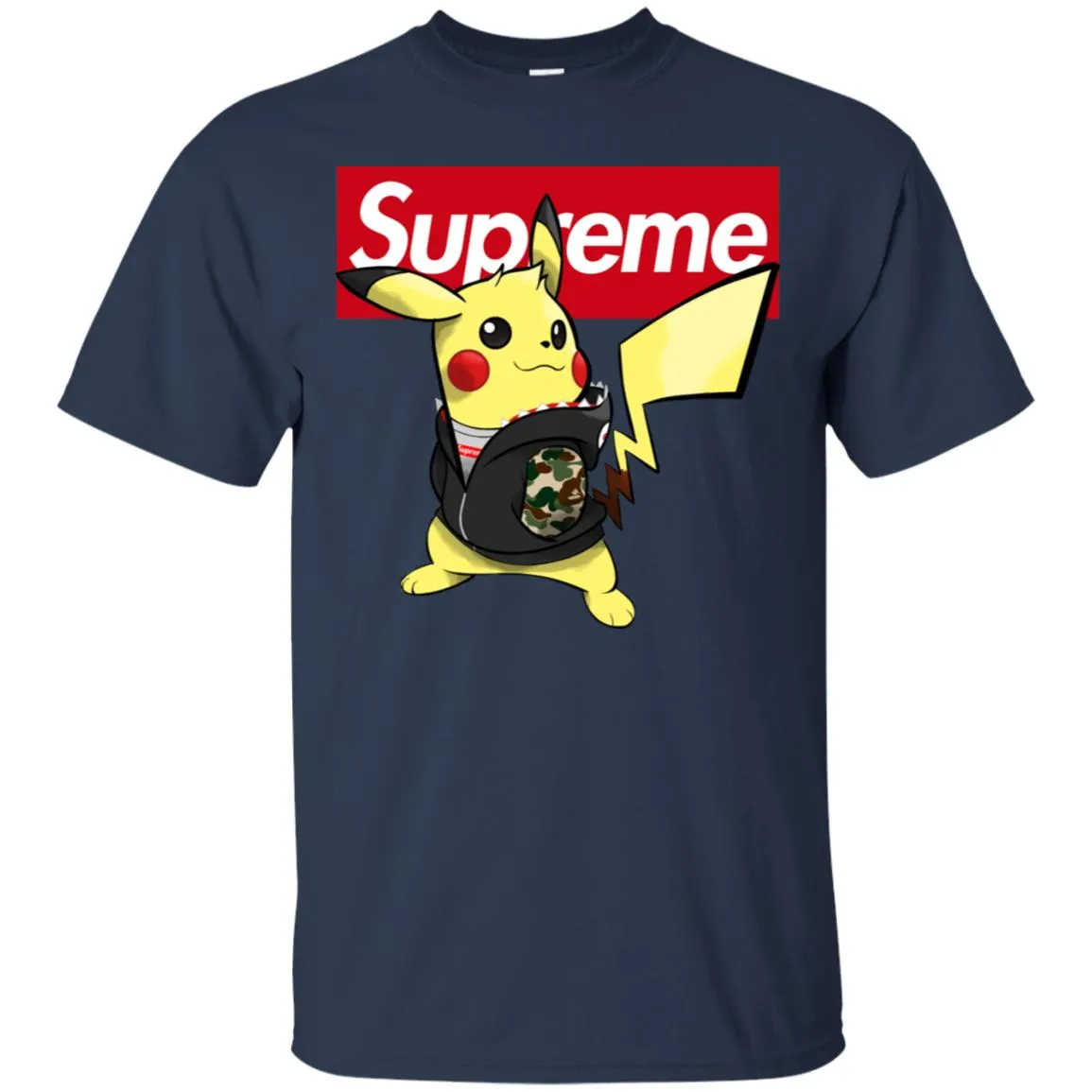 Supreme Pikachu T-shirt Men Cotton T-Shirt