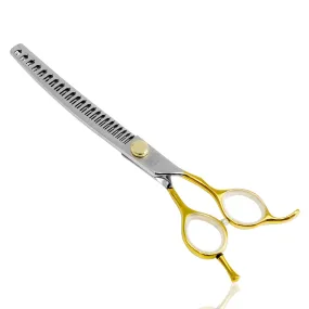 Tauro Pro Line cutting scissors "Perfection by Janita J. Plunge", 440c stainless steel, golden handles, 23 teeth, curved, chunker