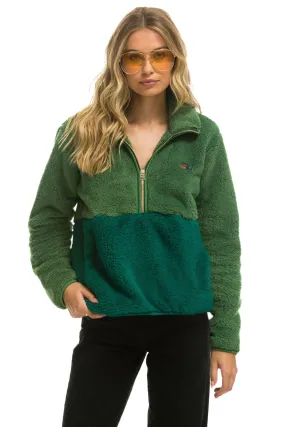 TEDDY APRES HALF ZIP COLOR BLOCK JACKET - GARDEN GREEN