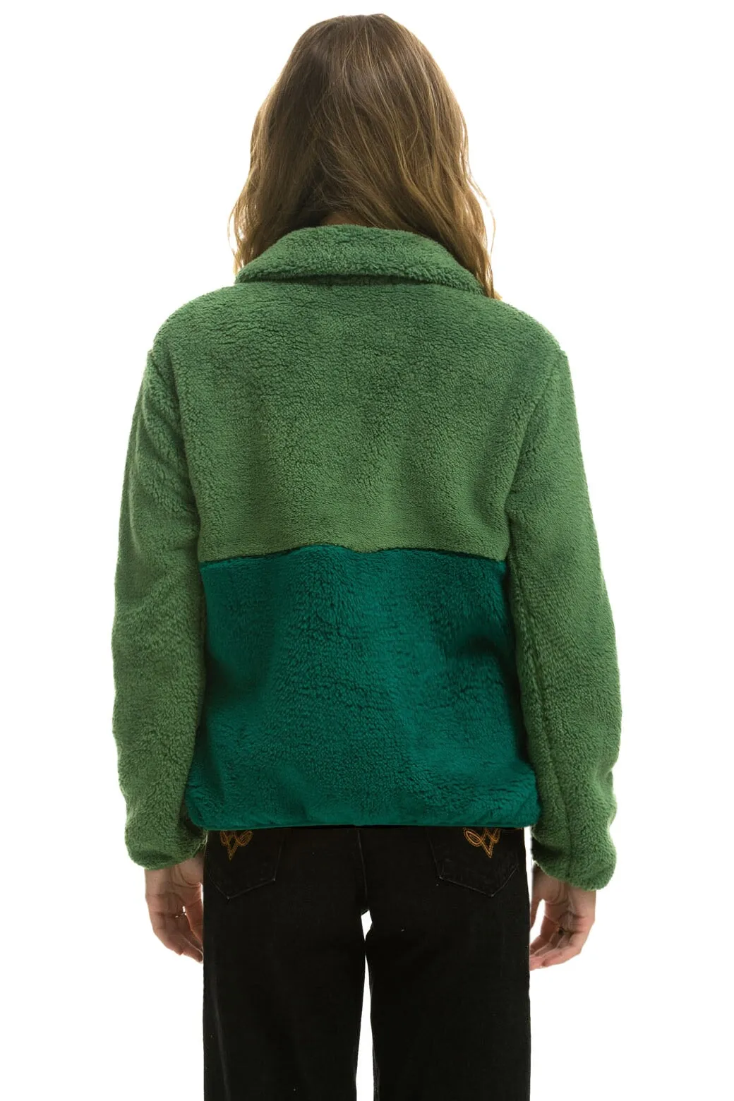 TEDDY APRES HALF ZIP COLOR BLOCK JACKET - GARDEN GREEN