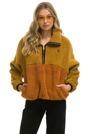 TEDDY APRES HALF ZIP COLOR BLOCK JACKET - HONEY