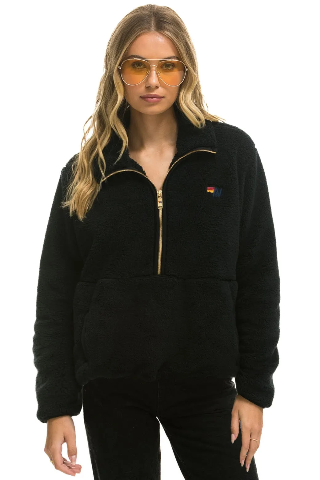 TEDDY APRES HALF ZIP JACKET - BLACK