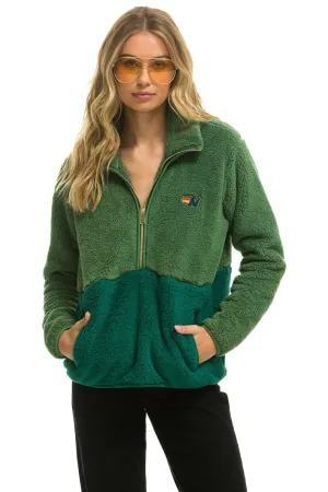 TEDDY UNISEX HALF ZIP COLOR BLOCK JACKET - GARDEN GREEN