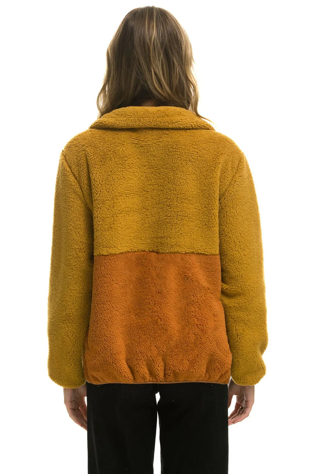 TEDDY UNISEX HALF ZIP COLOR BLOCK JACKET - HONEY