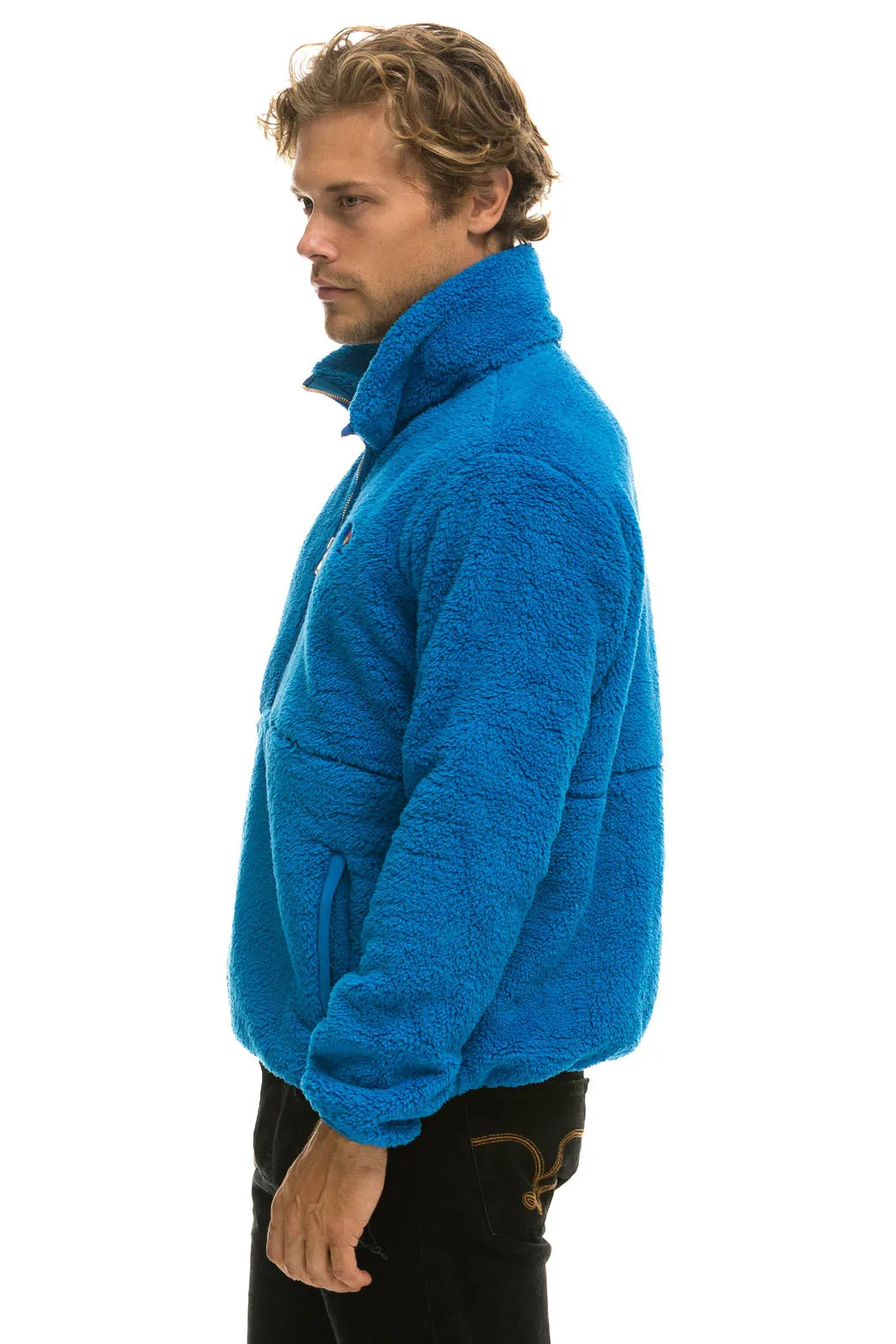 TEDDY UNISEX HALF ZIP JACKET - BLUE CINA