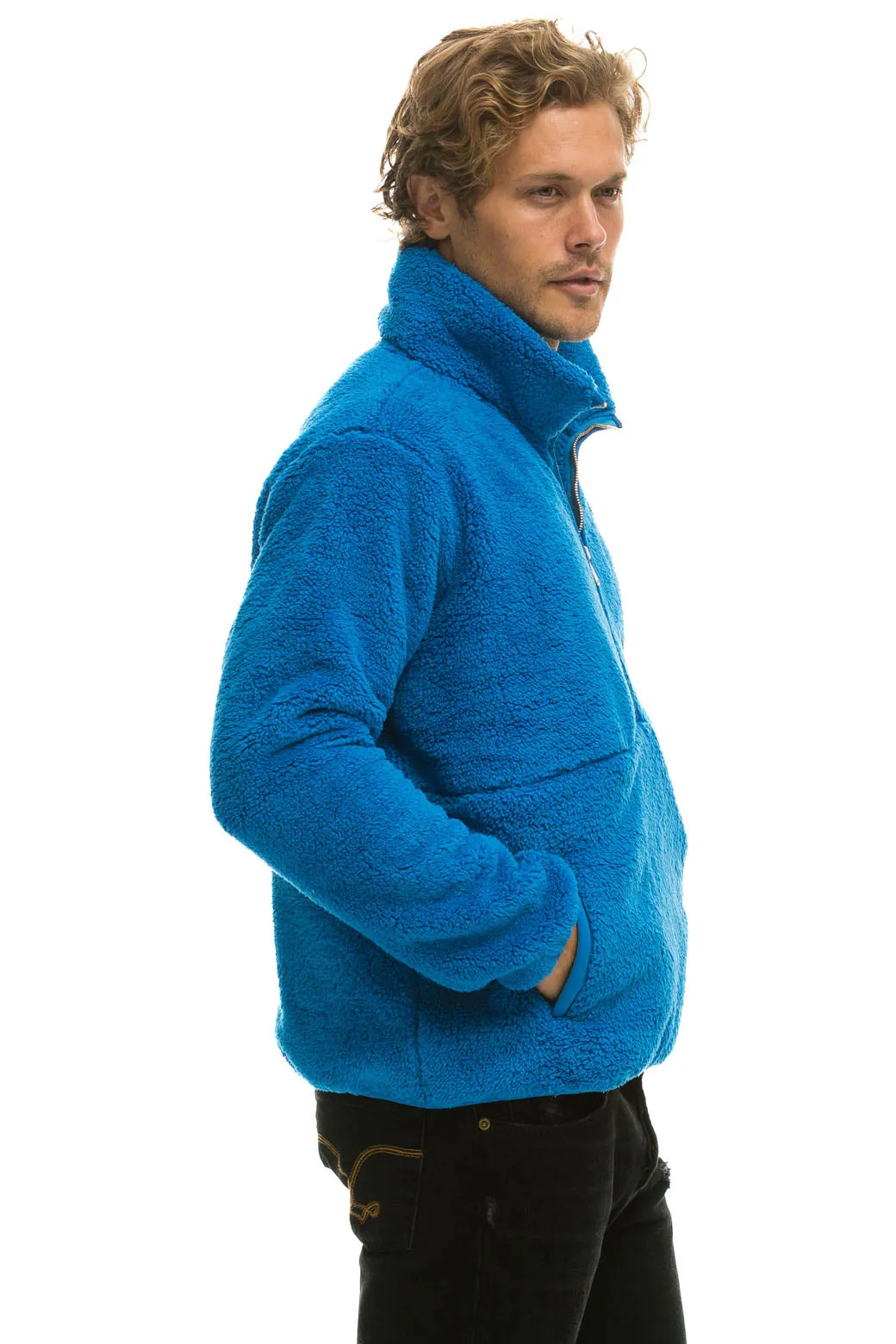 TEDDY UNISEX HALF ZIP JACKET - BLUE CINA