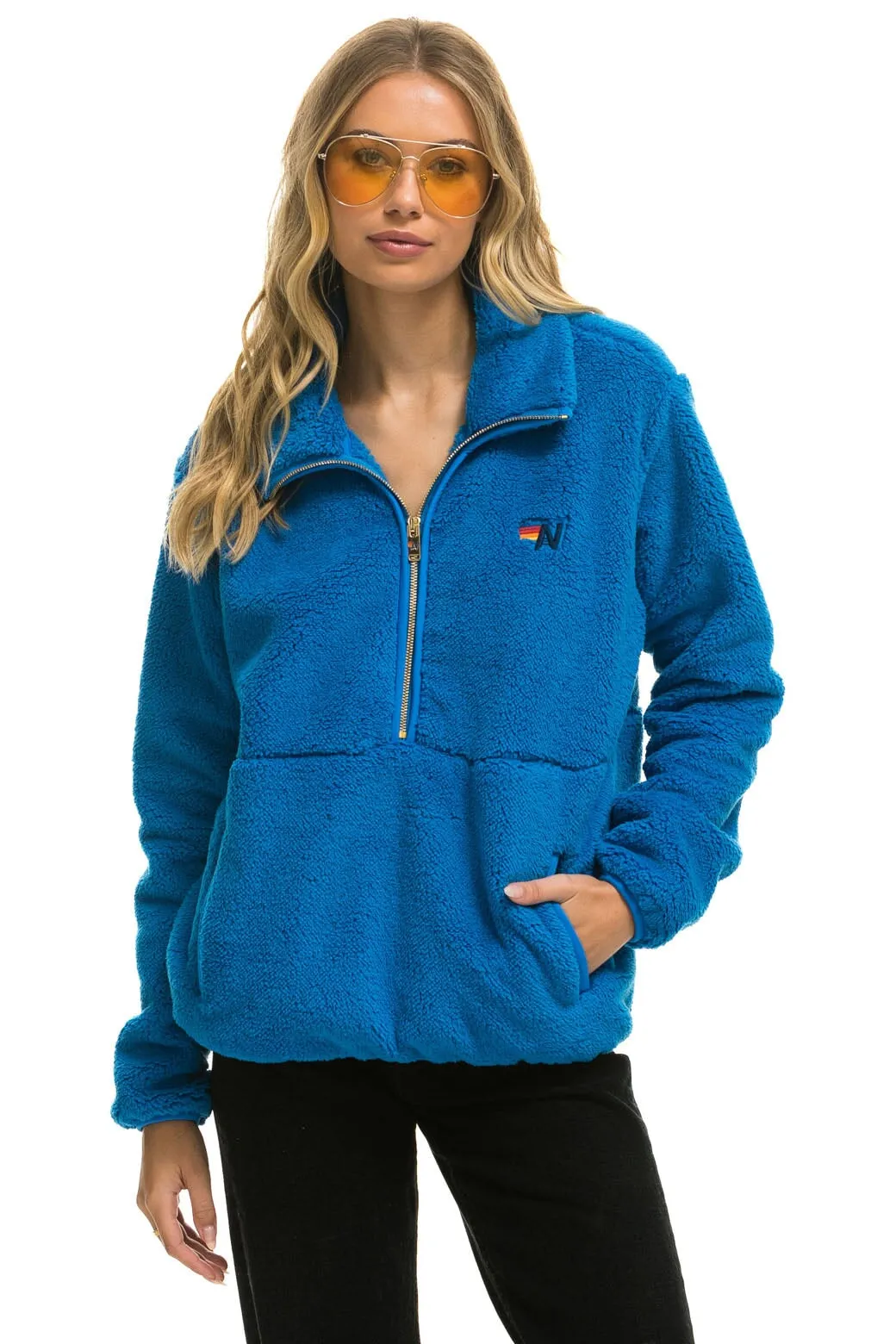 TEDDY UNISEX HALF ZIP JACKET - BLUE CINA