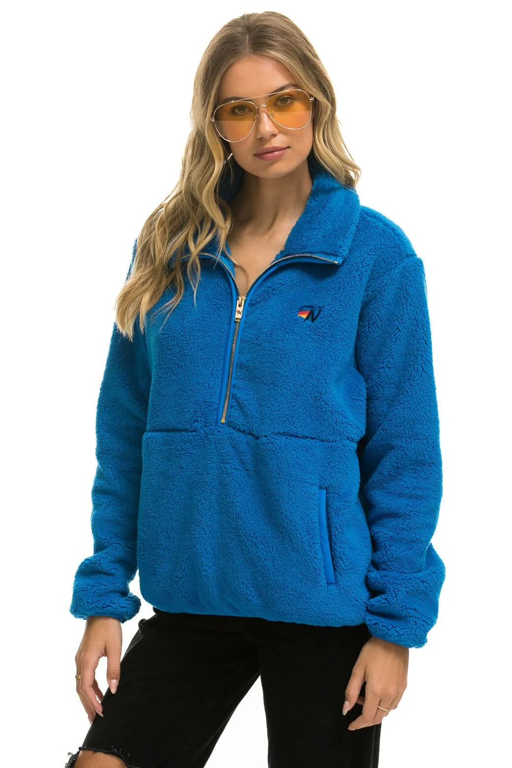 TEDDY UNISEX HALF ZIP JACKET - BLUE CINA