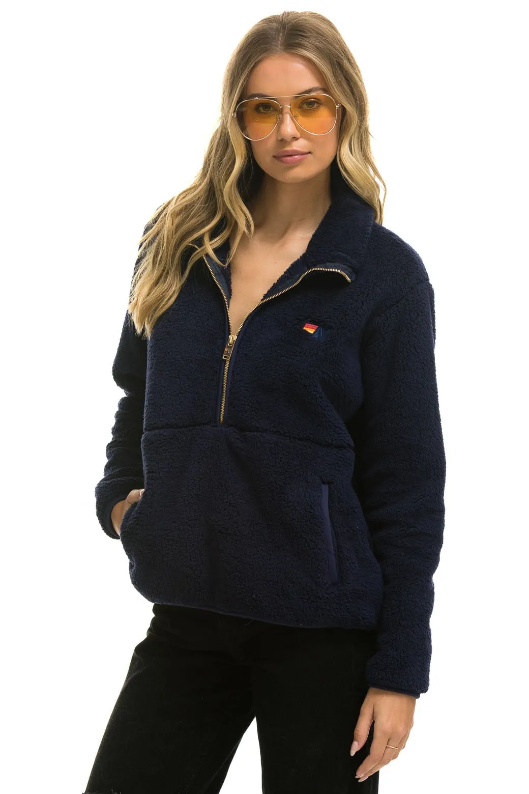 TEDDY UNISEX HALF ZIP JACKET - NAVY