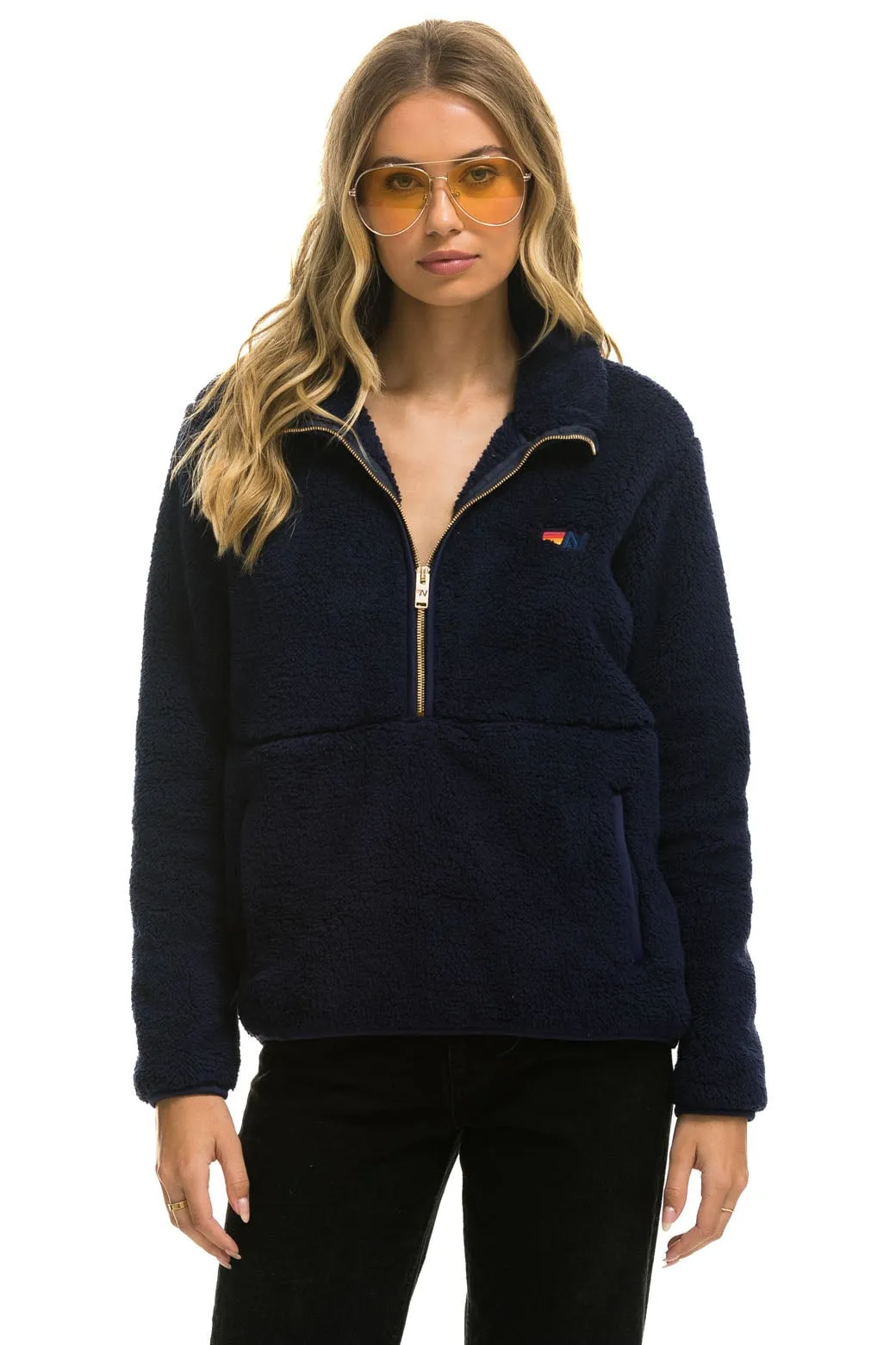 TEDDY UNISEX HALF ZIP JACKET - NAVY