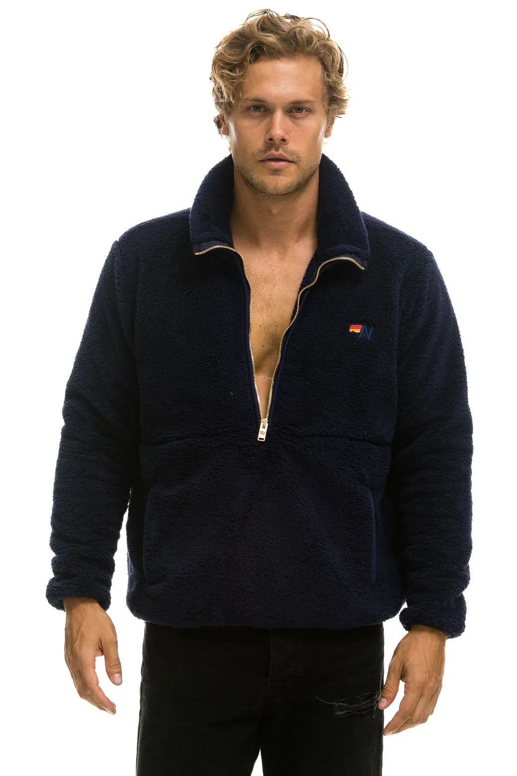 TEDDY UNISEX HALF ZIP JACKET - NAVY